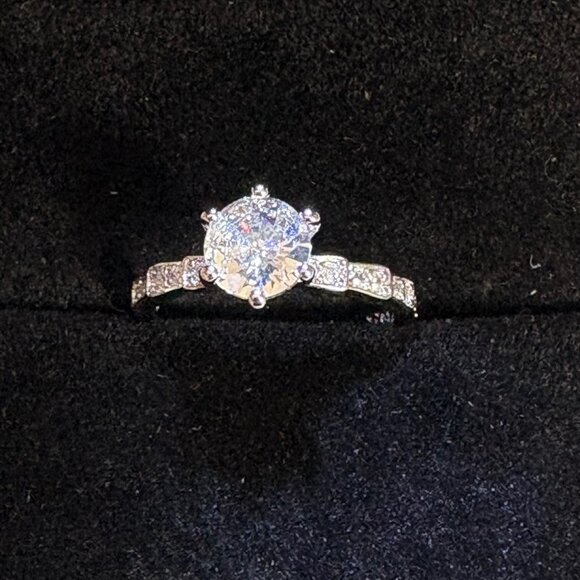 1 Carat Round CZ Adjustable Silver Engagement Ring NEW